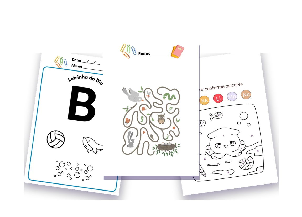 Páginas do Kit Educação Especial para autismo e TDAH